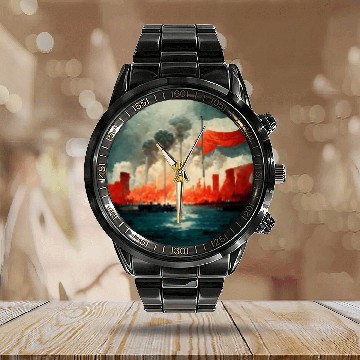 Discover No War Sad Painting Calendar Steel Band Watch
