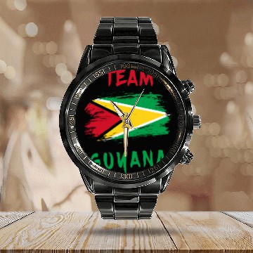 Discover Team Guyana flags design Calendar Steel Band Watch