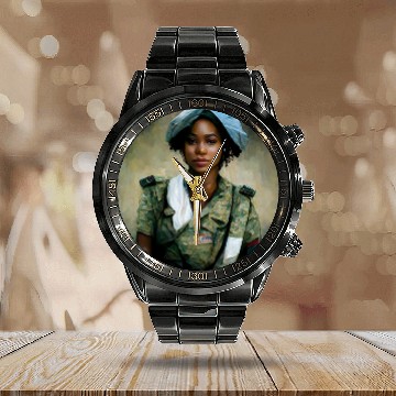 Discover Beautiful US army combat medic painting Calendar Steel Band Watch