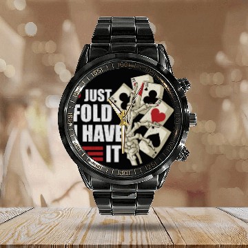 Discover Poker Casino Poker Player Gambling Roulette Gift Calendar Steel Band Watch