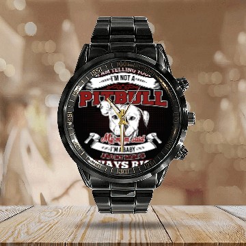 Discover Pitbull Dog Lover Pit Bull Terrier Puppy Calendar Steel Band Watch