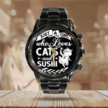 Discover Cat Sushi Japanese Rice Roll Nigiri Bowl Maker Calendar Steel Band Watch
