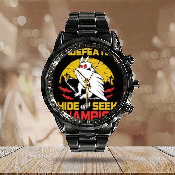Discover Undefeated Hide And Seek Champion Funny Mothman Calendar Steel Band Watch
