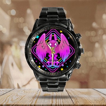 Discover Pastel Goth Skull Aesthetic Gothic Cute Mothman Calendar Steel Band Watch