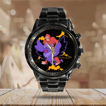 Discover Bigfoot Riding Mothman Funny Cryptozoology Calendar Steel Band Watch