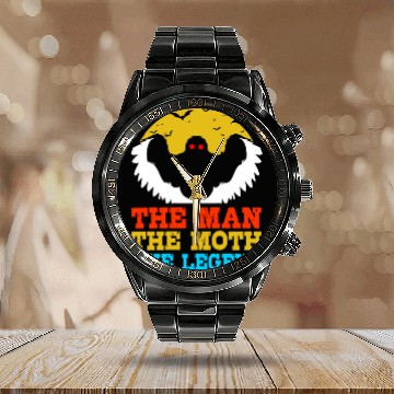 Discover Retro Mothman Cryptid The Man The Moth The Legend Calendar Steel Band Watch