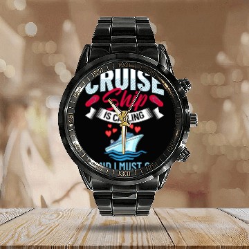 Discover Cruise Ship Vacation Trip Party Sailing Boating Calendar Steel Band Watch