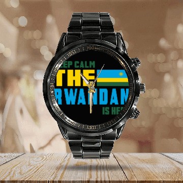 Discover Keep calm Rwanda flag design Calendar Steel Band Watch