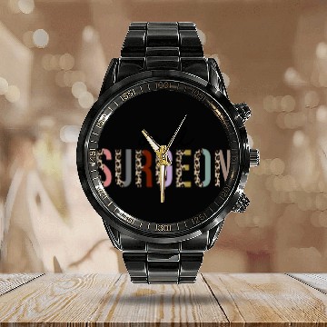 Discover Oral Surgeon Leopard Print Funny Calendar Steel Band Watch