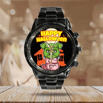 Discover Happy Halloween Scary Funny Hallow's Eve Costume Calendar Steel Band Watch