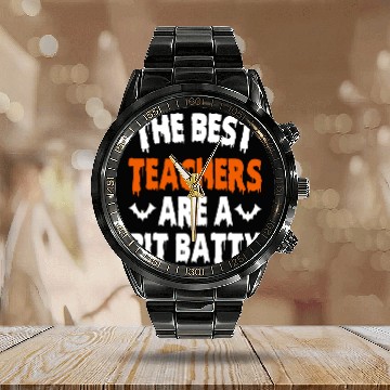 Discover The Best Teacher Are A Bit Batty, Halloween Bat Calendar Steel Band Watch