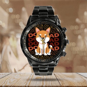 Discover Dog Dad Calendar Steel Band Watch