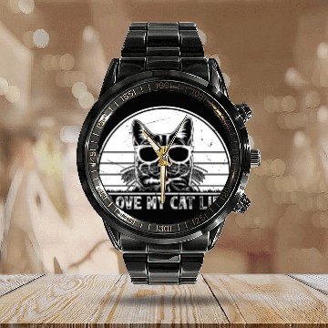 Discover Cat Owner - I Love My Cat Life - Cat Lover Funny C Calendar Steel Band Watch
