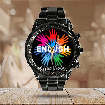 Discover Enough End Gun Violence Gun Awareness Day Wear Calendar Steel Band Watch