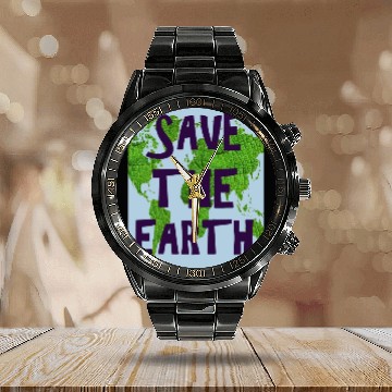 Discover SAVE THE EARTH Calendar Steel Band Watch