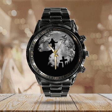 Discover Halloween Werewolf Witchs Full Moon trick or treat Calendar Steel Band Watch