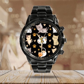 Discover Cats Cute Cat Lover Cat Owner Many Cats I Cute Cat Calendar Steel Band Watch