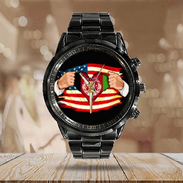 Discover Afghanistan Who Live in America Afghani Flag Calendar Steel Band Watch