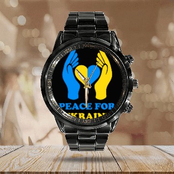 Discover Peace for Ukraine Calendar Steel Band Watch