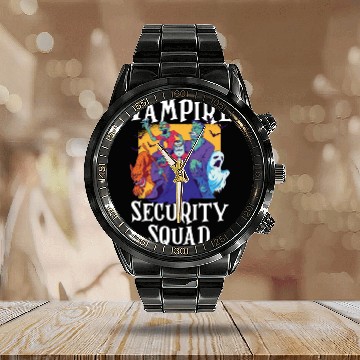 Discover Vampire Security Squad Funny Easy Halloween Costum Calendar Steel Band Watch