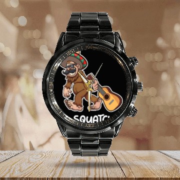 Discover El Squatcho Funny mexican guitar sasquatch Calendar Steel Band Watch