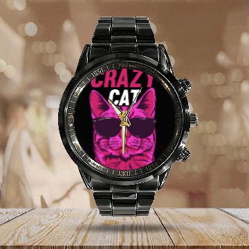 Discover Cat Lover Cat Owner Funny Cat Meme I Crazy Cat Calendar Steel Band Watch