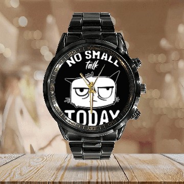 Discover Funny Cat Meme I No Small Talk Today I Funny Cat Calendar Steel Band Watch