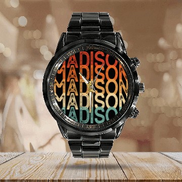 Discover Madison Wisconsin Calendar Steel Band Watch