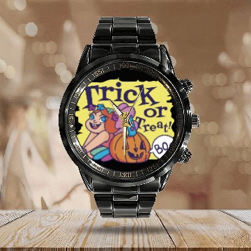 Discover Trick or Treat Calendar Steel Band Watch