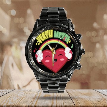 Discover Death Metal Cute Heart Calendar Steel Band Watch