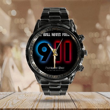 Discover We will never forget Patriot Day 9-11/ twin towers Calendar Steel Band Watch