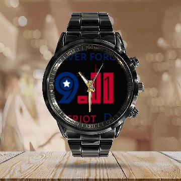 Discover Never Forget Patriot Day 9.11 Calendar Steel Band Watch