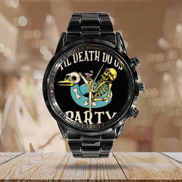Discover Til Death Do Us Party Bridal Bachelorette Matching Calendar Steel Band Watch