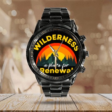 Discover Wilderness a place for Renewal Calendar Steel Band Watch