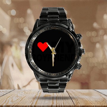 Discover I love my boyfriend Calendar Steel Band Watch