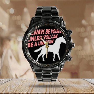 Discover always be yourself unicorn Calendar Steel Band Watch