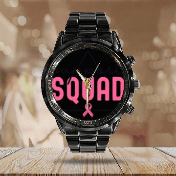 Discover Breast Cancer Support Squad Matching Family Calendar Steel Band Watch