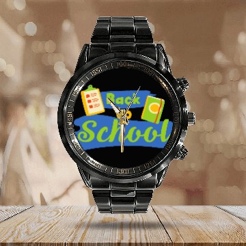 Discover back to school 7 Calendar Steel Band Watch