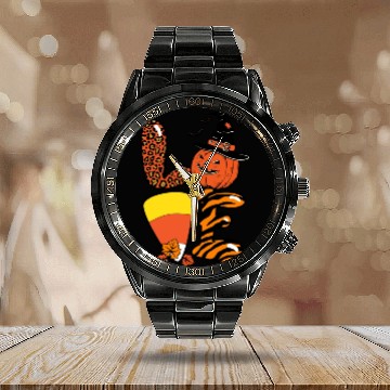 Discover Halloween Love Candy Corn Calendar Steel Band Watch