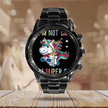 Discover LGBT Funny Rainbow Unicorn Super Gay Lesbian Pride Calendar Steel Band Watch