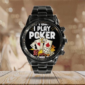 Discover Poker Casino Poker Player Gambling Roulette Gift Calendar Steel Band Watch