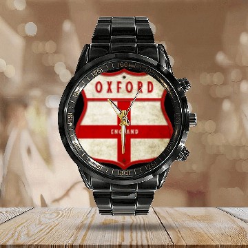 Discover Oxford England coat of arms Calendar Steel Band Watch