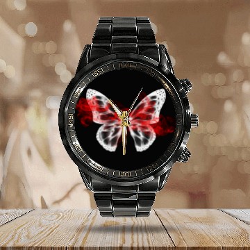 Discover red cloud butterfly back to school ,hallowen Calendar Steel Band Watch