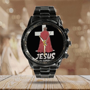 Discover Jesus Is My Superhero Calendar Steel Band Watch