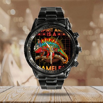 Discover My Spirit Animal is a Chameleon Calendar Steel Band Watch