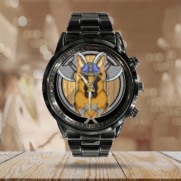 Discover German Shepherd I Valhalla I Viking Calendar Steel Band Watch