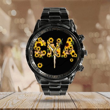 Discover CNA Life Nursing Sunflower Lover Calendar Steel Band Watch