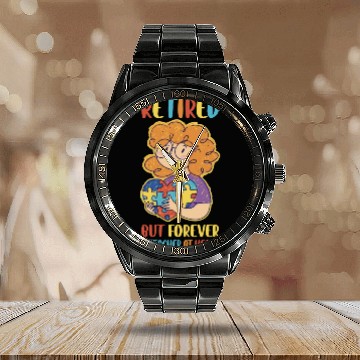 Discover Retired Teacher Funny Teaching Gift Calendar Steel Band Watch