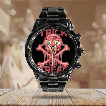 Discover Bubble Gum Skull Bones Melting Creepy Halloween Calendar Steel Band Watch