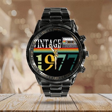 Discover 1977 Vintage Vintage Retro Birthday Gift Calendar Steel Band Watch